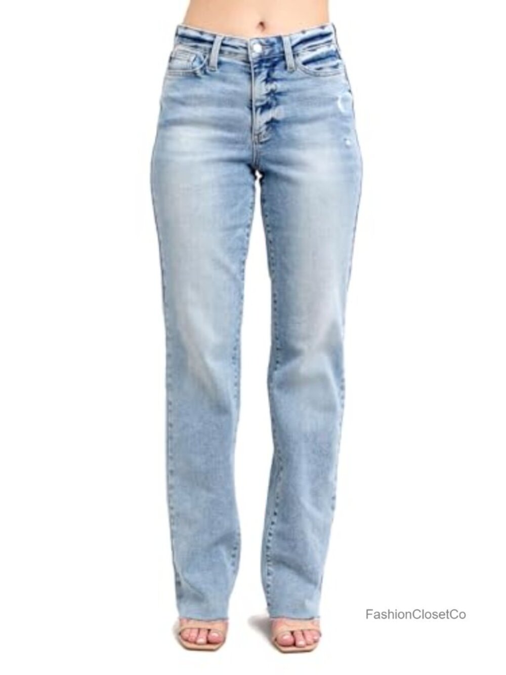 Mid Rise Relaxed Straight Dad Jeans - 34" Inseam Stretch Denim